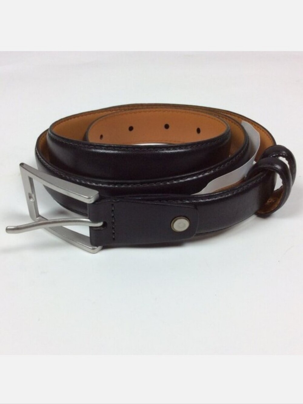 Dockers Men's Black Genuine Leather Belt 34 NWT Silver Buckle Classic Wardrobe